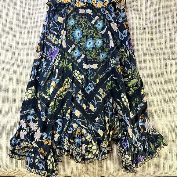 Farm Rio Winter Garden Black Pleated Lace Sleeveless Midi Dress – Size M - Picture 3 of 10